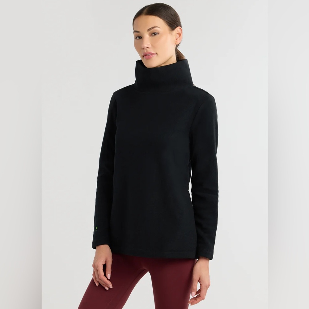 Dudley Stephens Cobble Hill Terry Turtleneck in Black, Size Large (S) Pockets
